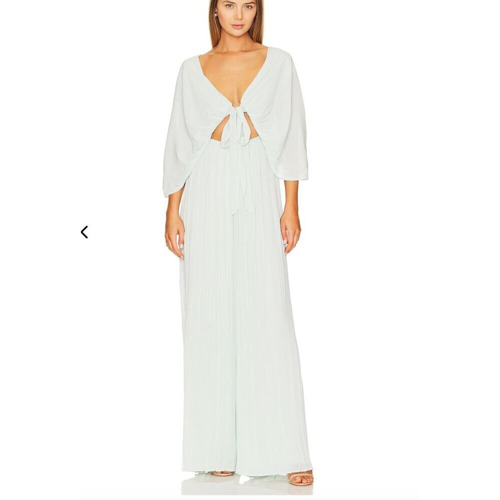Andrea Iyamah NWT Thero Jumpsuit in Mint Blue Size US 6 Pleated Half Sleeve